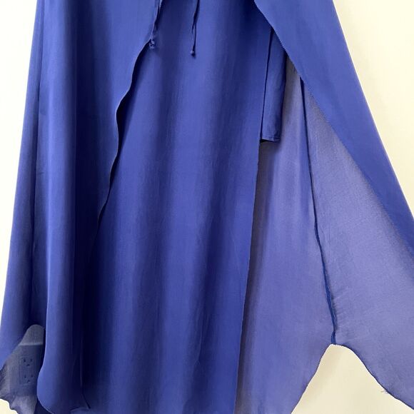 Madison Marcus Royal Blue Silk Maxi Dress Womens Small Layered High Slit - Picture 7 of 11
